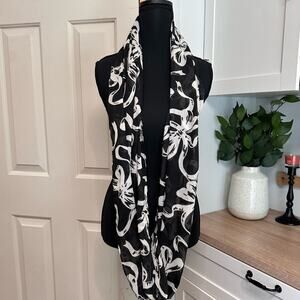 Talbots Infinity Scarf Black White Bow design ultra feminine versatile layer